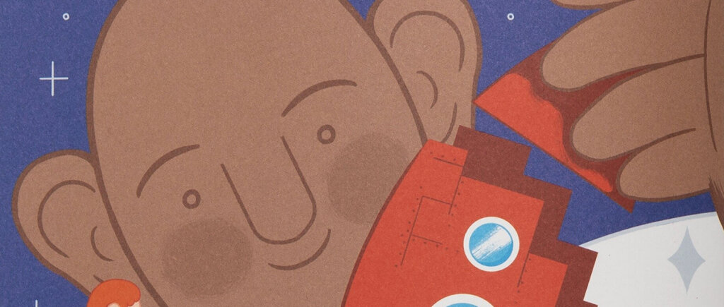 Detail illustration from Issue 1 of A Profound Waste of Time featuring a man building a rocket. Illustrated by Kyle Smart.