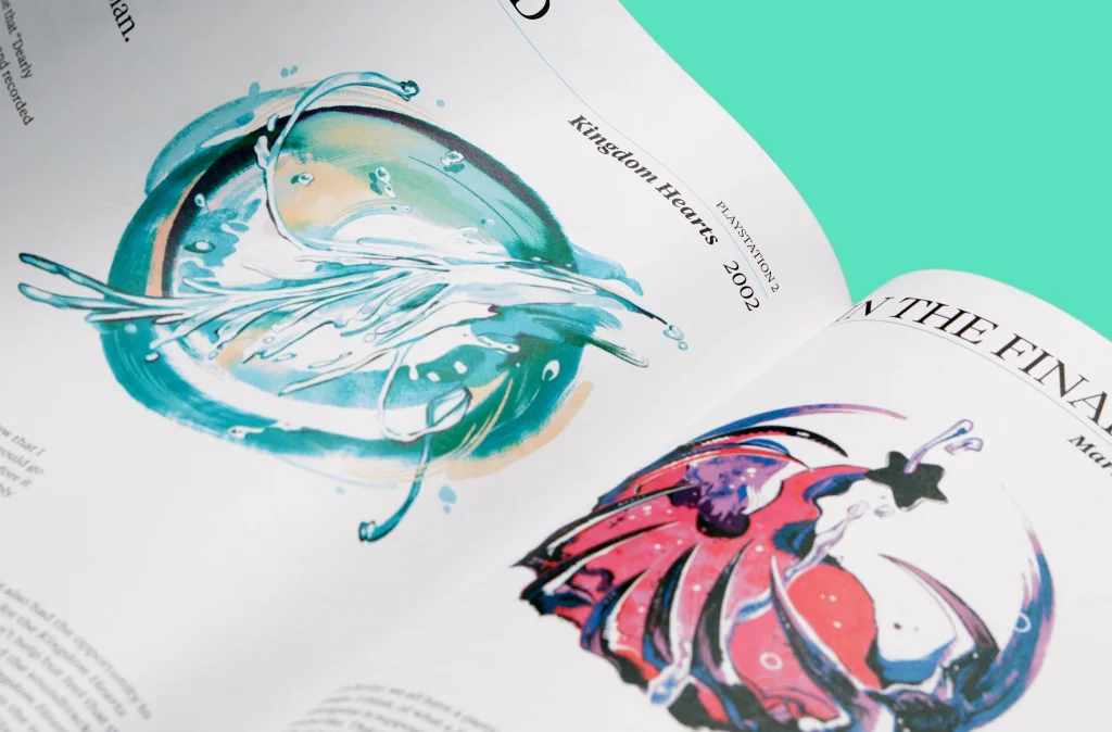 Magazine spread detail from issue 3 of A Profound Waste of Time. Featuring illustrative interpretations of the song Dearly Beloved from Kingdom Hearts.