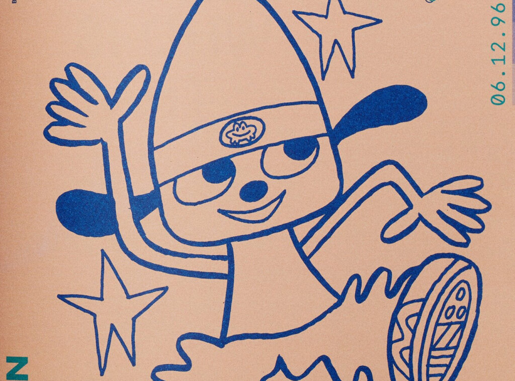 Detail of an illustration of PaRappa the Rapper by Rodney Alan Greenblat for issue 3 of A Profound Waste of Time.