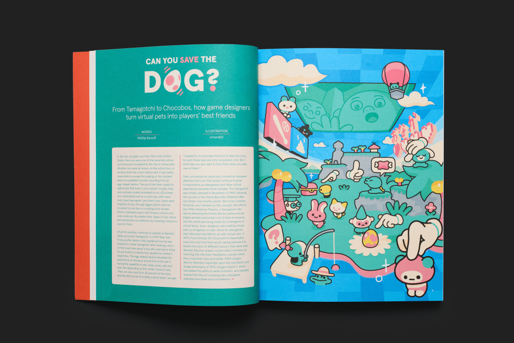 Full spread from Issue 4 of A Profound Waste of Time featuring illustrations of cute APWOTIPAL creatures illustrated by error403.