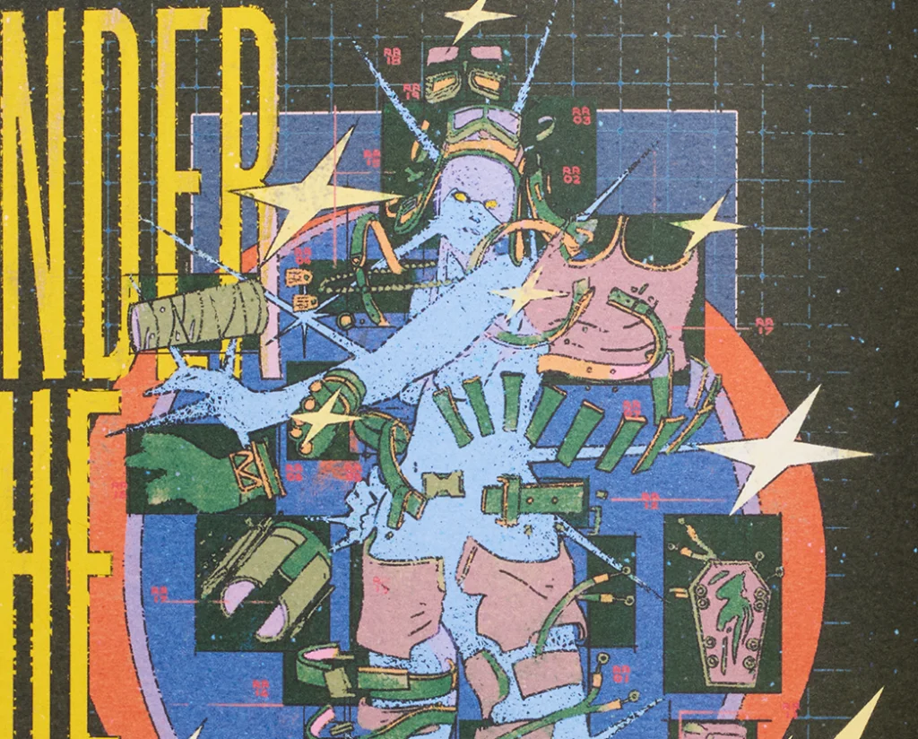 Detail illustration from Issue 4 of A Profound Waste of Time featuring a character in multiple outfits by Sajan Rai.