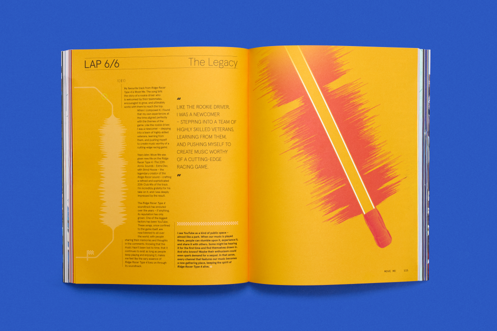 Open spread of a magazine showing bright yellow pages with an illustration of a car. From the magazine A Profound Waste of Time Issue 5.