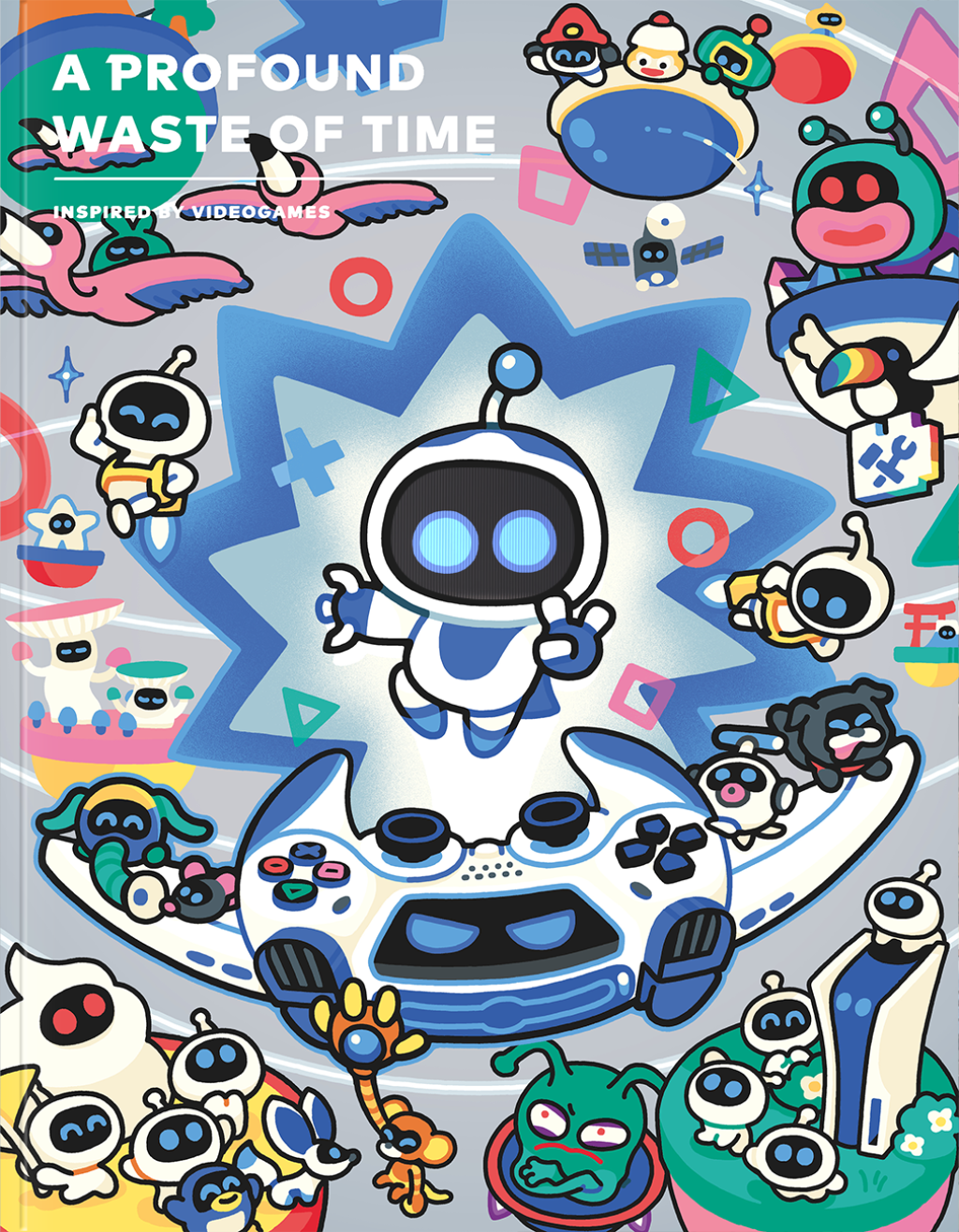 Cover image of Issue 6 of A Profound Waste of Time featuring an illustration of AstroBot illustrated by error403.