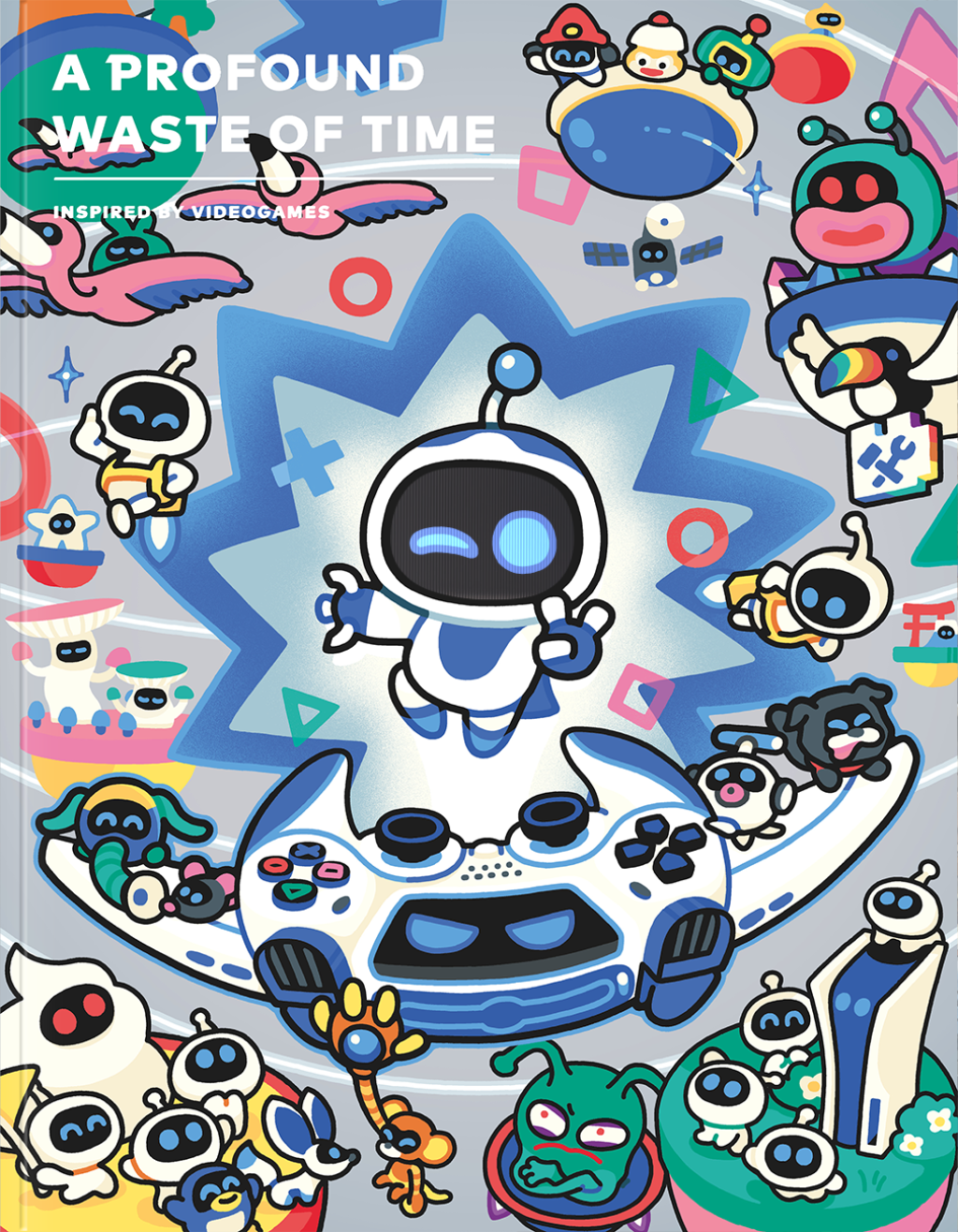 Cover image of Issue 6 of A Profound Waste of Time featuring an illustration of AstroBot winking illustrated by error403.